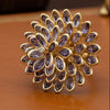 Tanzanite and Diamond Flower 14K Yellow Gold Ring