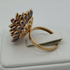 Tanzanite and Diamond Flower 14K Yellow Gold Ring