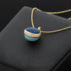 Custom Made Opal and Diamond 14K Yellow Gold Necklace