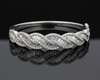 Designer 7.80cttw. Diamond 18K White Gold Bangle