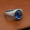 Natural Sri Lankan 12.50ct Blue Star Sapphire 14K White Gold Ring