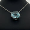 1950's 32ct Aquamarine, Diamond, Sapphire Platinum/14K White Gold Necklace