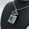 1950's 32ct Aquamarine, Diamond, Sapphire Platinum/14K White Gold Necklace