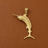 "The Marlin" Diamond and 14Kt Yellow Gold Pendant