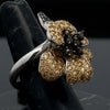 Designer Natural Fancy Brown Diamond and Tsavorite, Yellow Sapphire 18K White Gold Ring.