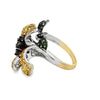 Designer Natural Fancy Brown Diamond and Tsavorite, Yellow Sapphire 18K White Gold Ring.