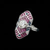 Geometric Design Diamond, Ruby, Sapphire Platinum Ring