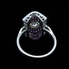 Geometric Design Diamond, Ruby, Sapphire Platinum Ring