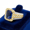 Modern Tanzanite and Diamond Platinum and 18K Yellow Gold Ring