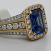Modern Tanzanite and Diamond Platinum and 18K Yellow Gold Ring