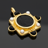Designer Elizabeth Locke 18K Yellow Gold Onyx and Pearl Pendant/Brooch