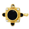 Designer Elizabeth Locke 18K Yellow Gold Onyx and Pearl Pendant/Brooch