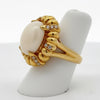 Italian Coral and Diamond 18Kt Yellow Gold Ring
