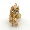 Custom Made Italy Coral and Diamond 18Kt Yellow Gold Ring