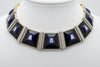 Custom Diamond Onyx Lapis 18K Yellow Gold and Platinum Necklace