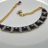 Custom Diamond Onyx Lapis 18K Yellow Gold and Platinum Necklace