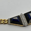 Custom Diamond Onyx Lapis 18K Yellow Gold and Platinum Necklace