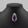 Custom Made 58.41ct Amethyst and Diamond 18K White Gold Pendant