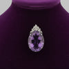 Custom Made 58.41ct Amethyst and Diamond 18K White Gold Pendant