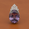 Custom Made 58.41ct Amethyst and Diamond 18K White Gold Pendant
