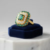 Custom Made Diamond and Emerald Ring Convertible Pendant 18Kt Yellow Gold