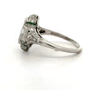 Art Deco Diamond and Emerald Platinum Ring