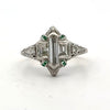 Art Deco Diamond and Emerald Platinum Ring