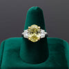 Natural Fancy Green Yellow 4.63ct Oval Center Diamond Platinum & 18K Yellow Gold Ring