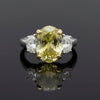 Natural Fancy Green Yellow 4.63ct Oval Center Diamond Platinum & 18K Yellow Gold Ring