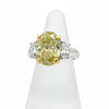 Natural Fancy Green Yellow 4.63ct Oval Center Diamond Platinum & 18K Yellow Gold Ring
