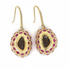 Italian Designer Marchisio Black Opal Doublet, Ruby and Diamond 14K White/Yellow Gold Dangle Earrings