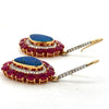 Italian Designer Marchisio Black Opal Doublet, Ruby and Diamond 14K White/Yellow Gold Dangle Earrings