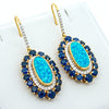 Italian Designer Marchisio Black Opal Doublet , Diamond and Sapphire 14K White/Yellow Gold Dangle Earrings
