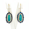 Italian Designer Marchisio Black Opal Doublet , Diamond and Sapphire 14K White/Yellow Gold Dangle Earrings