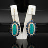 Italian Designer Marchisio Black Opal Doublet , Diamond and Sapphire 14K White/Yellow Gold Dangle Earrings
