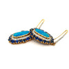 Italian Designer Marchisio Black Opal Doublet , Diamond and Sapphire 14K White/Yellow Gold Dangle Earrings
