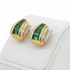 Italian Designer Marchisio French Cut Emerald and Diamond 14K Yellow Gold Earring