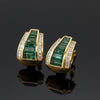 Italian Designer Marchisio French Cut Emerald and Diamond 14K Yellow Gold Earring