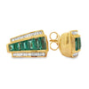 Italian Designer Marchisio French Cut Emerald and Diamond 14K Yellow Gold Earring