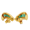 Italian Designer Marchisio French Cut Emerald and Diamond 14K Yellow Gold Earring