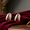 Italian Designer Marchisio French Cut Ruby and Diamond 18K Yellow Gold Earrings