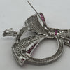 1970's Bow Motif Necklace/Brooch Diamond and Ruby 18K White Gold