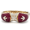 Italian French Cut Ruby and Pave Diamond 18Kt White & Yellow Gold Bangle