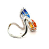 Modern Fine Blue and Yellow Sapphire, Diamond Platinum Bypass Ring