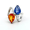 Modern Fine Blue and Yellow Sapphire, Diamond Platinum Bypass Ring