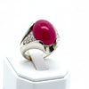 No Heat 16.05ct Cabochon Cut Ruby and Diamond Platinum Ring (GIA/AGL Reports)