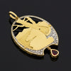 Italian Diamond, Ruby Plique-A-Jour 18K Yellow and White Gold Pendant