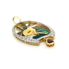 Italian Diamond, Ruby Plique-A-Jour 18K Yellow and White Gold Pendant
