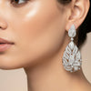 Designer Circa 1990's 17.35cttw Diamond and 18k White Gold Earring (2.8" Length)