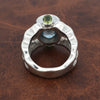 Designer K.C. 7.00ct Aquamarina and Peridot 18k White Gold Ring